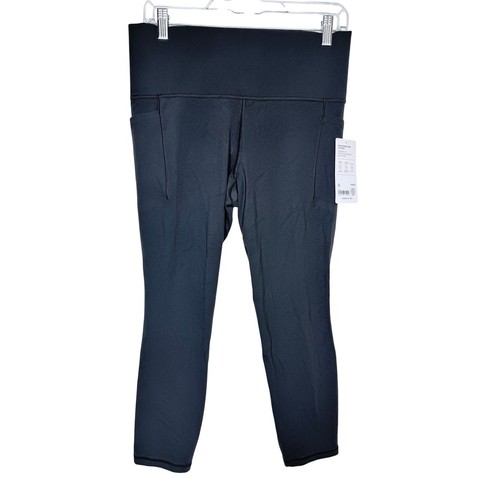 Athleta Women Salutation Stash 7/8 Tight Large Gray Solid Pocket High Rise Yoga